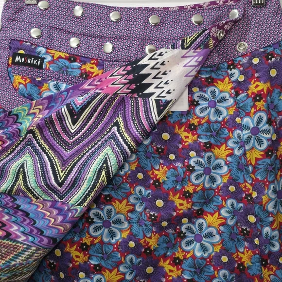 Moshiki (or Miriki/Gugi) Reversible Floral Cotton Wrap Mini Skirt Snap OSFM S-XL - Picture 7 of 13